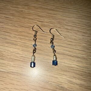 Elegant Blue and Gold Dangle Earrings